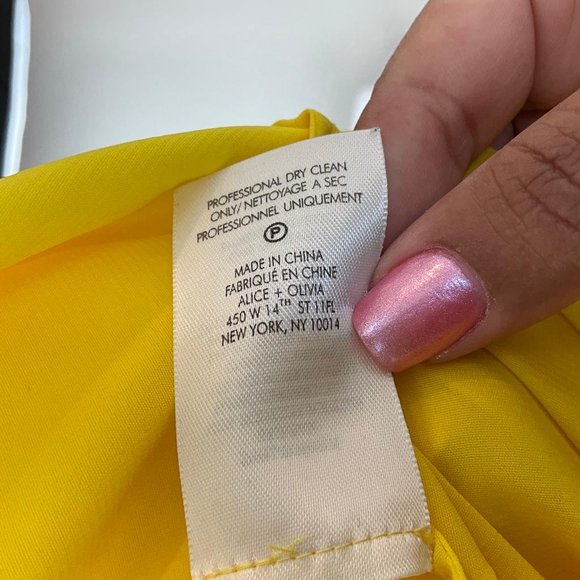 Alice + Olivia Women's Rue Godet Maxi Dress Ruffled Yellow Sz 4 - Picture 9 of 10